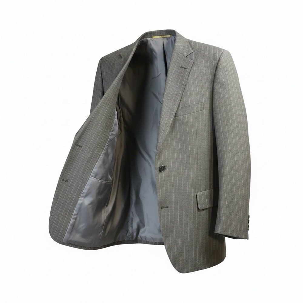 Vintage Brooks Brothers Brooksease Gray Pinstripe Wool Blazer Mens 45R made USA